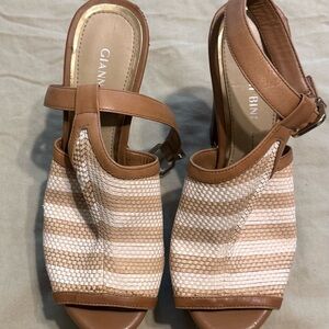 Gianni Bini Tan and Cream Woven Sandals